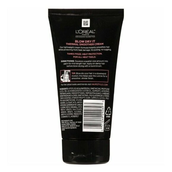 2 New L'oreal BLOW DRY IT Cream Thermal Smoother Cream Advanced Hairstyle 5.1 oz - Picture 3 of 3